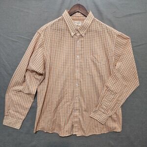 Dockers Long‎ Sleeve Button Up Orange/White Plaid Shirt Size XL